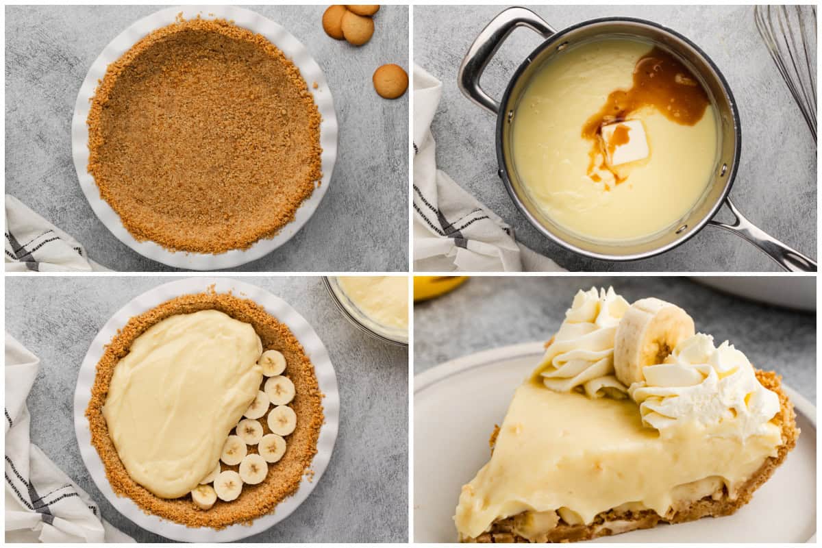 The best Banana Cream Pie recipe has a homemade pudding layered with fresh bananas and topped with whipped cream, all in a Nilla wafer crust. It's light, creamy, and everyone's favorite pie!