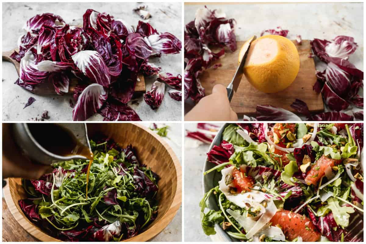 Learn how to make radicchio salad with the tangy, sweet grapefruit that compliments the bitter radicchio perfectly! It has a simple balsamic vinaigrette. 