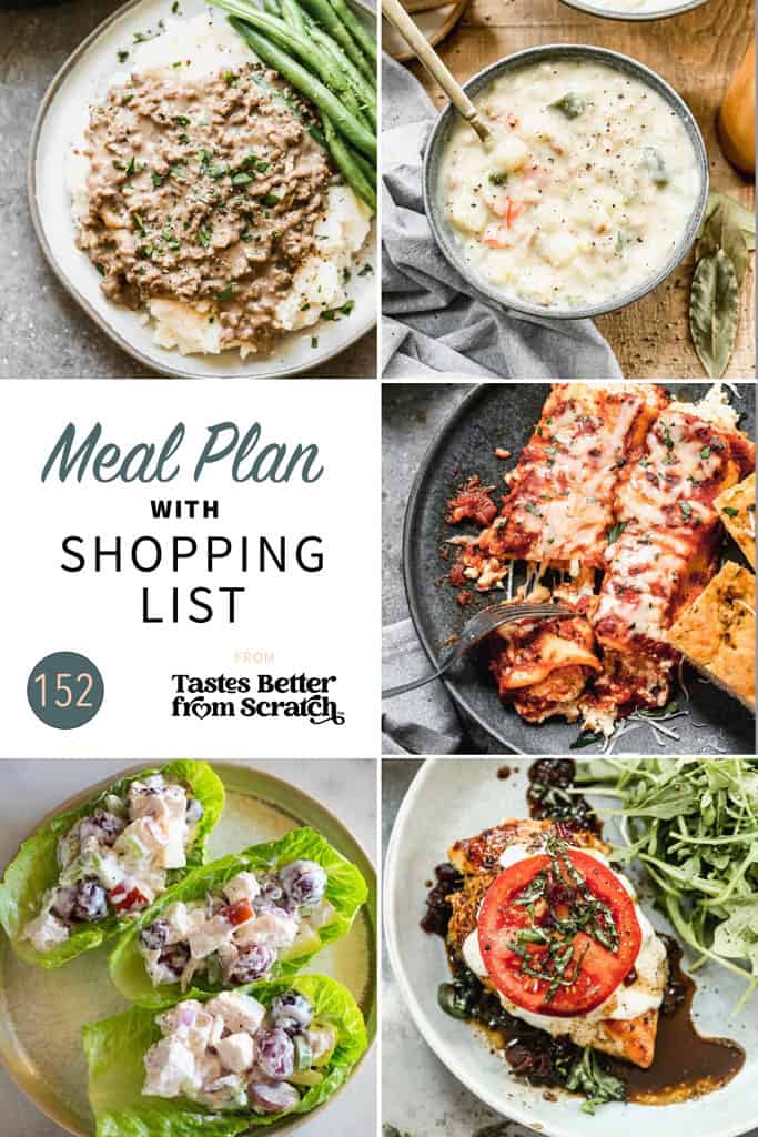a collage of 5 images for meal plan 152.