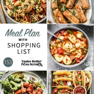 a collage of 5 recipes from meal plan 153.