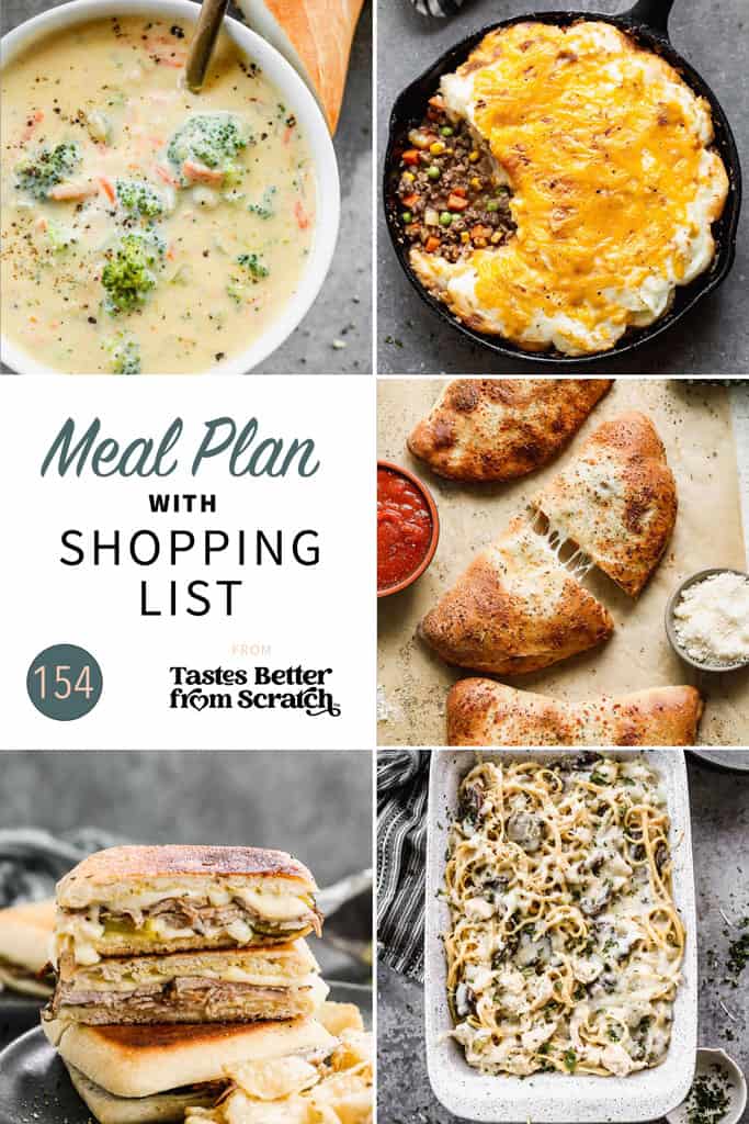 a collage of 5 recipes from meal plan 154.