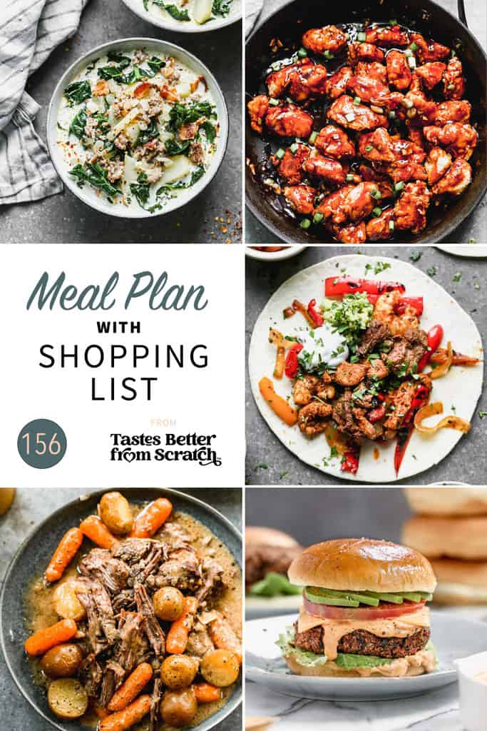 a collage of 5 recipes from meal plan 156.