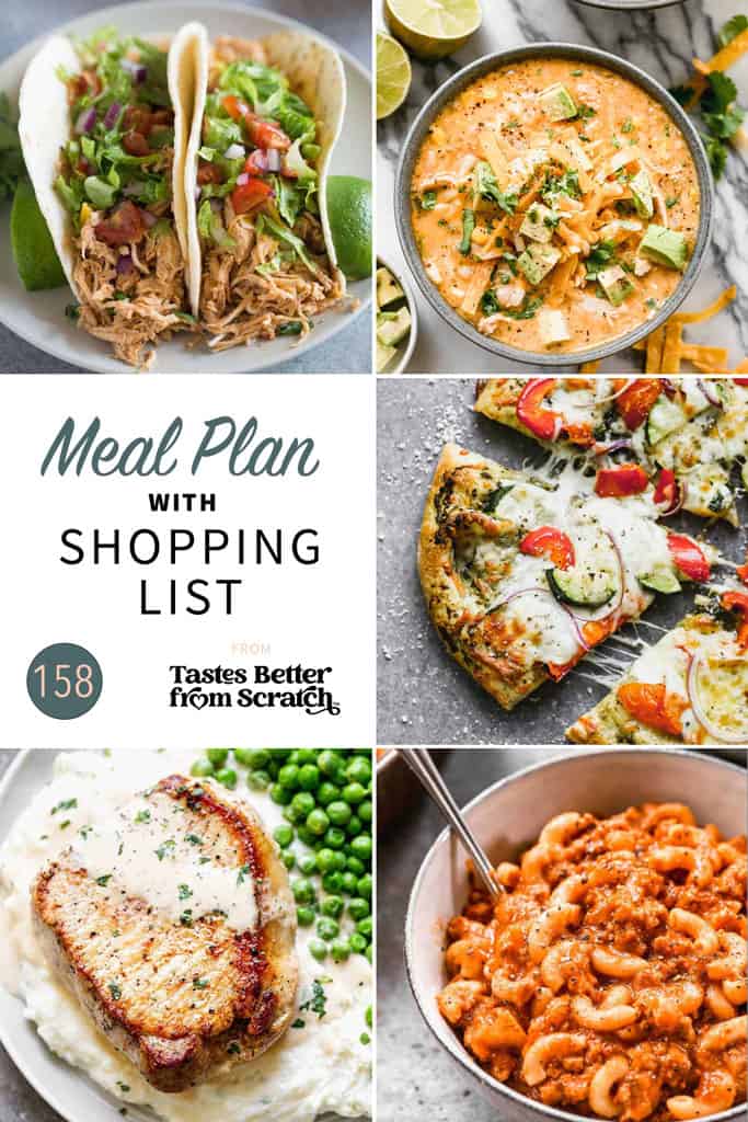 a collage of 5 images from meal plan 158.