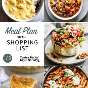 A collage of 5 recipes from meal plan 160.