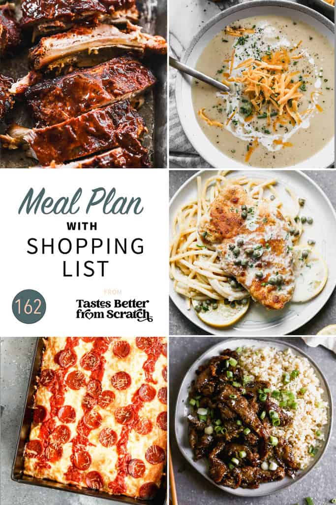 A collage of 5 recipes for meal plan 162.