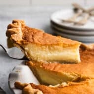 This Southern Chess Pie recipe is a classic for a reason! It's made with simple, affordable ingredients and has a smooth custard filling on a flaky pie crust.