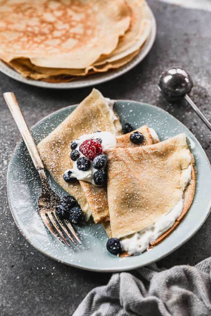These homemade Crepes are golden, thin, and so delicious with your favorite toppings!