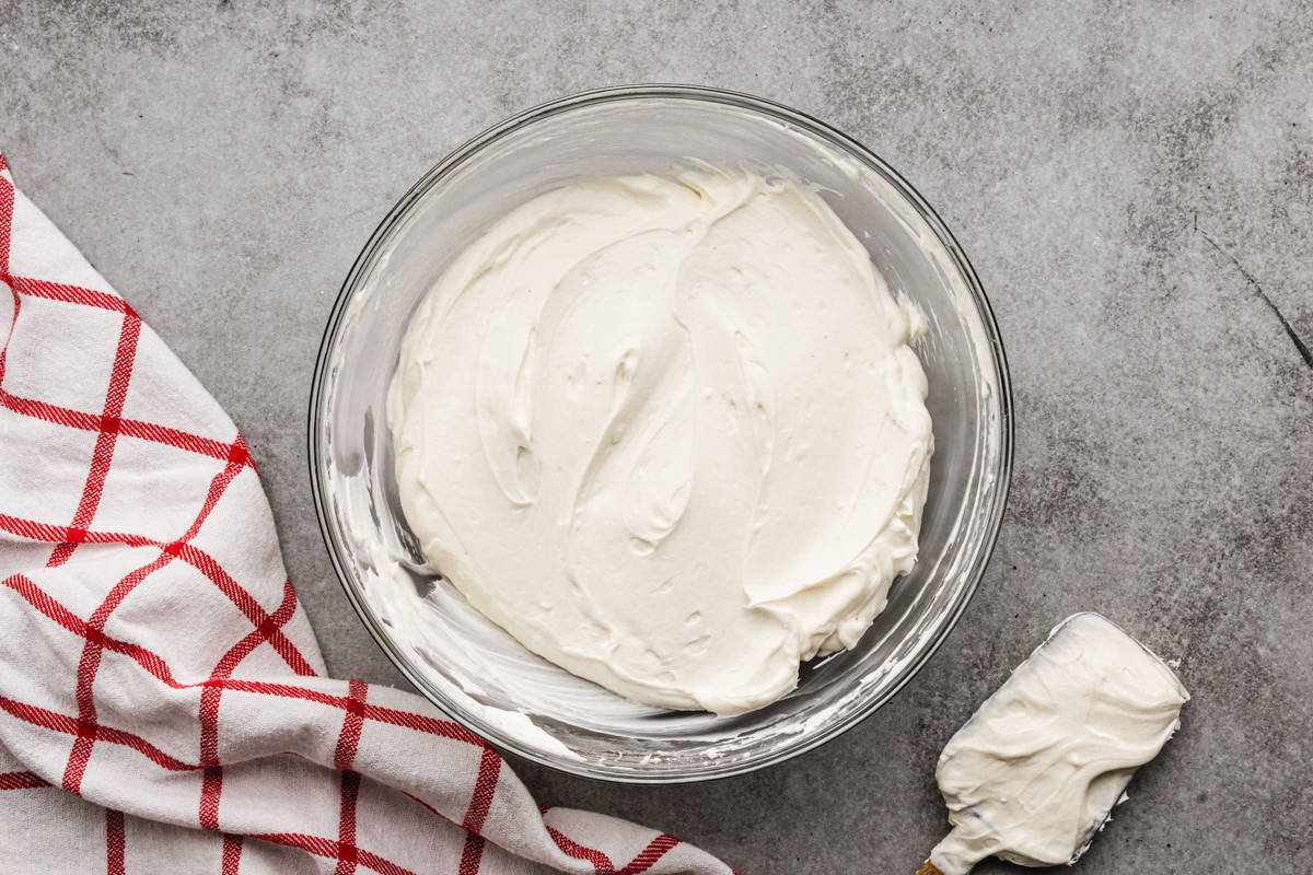 A no bake cheesecake filling, smooth and creamy; ready to put in a pie shell.