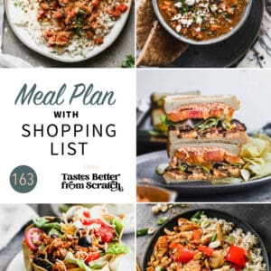 A collage of 5 recipes from meal plan 163.