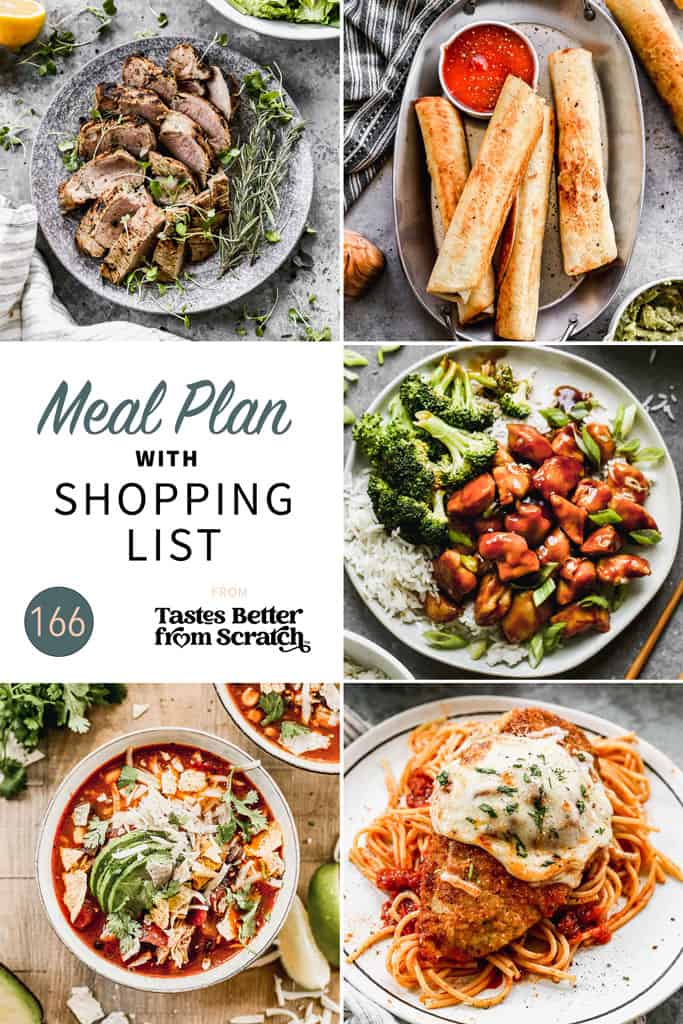 A collage of 5 recipes from meal plan 166.