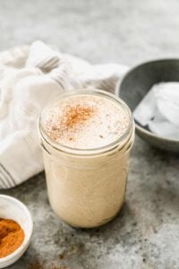 An image of a vanilla protein shake.