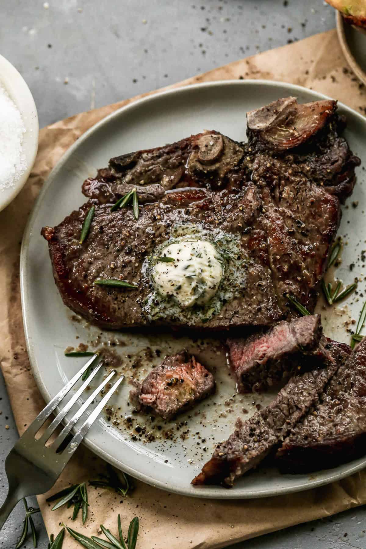 Air Fryer T-Bone Steak with Garlic Herb Butter