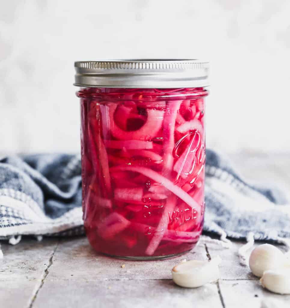 Pickled Red Onions collage image for Pinterest.