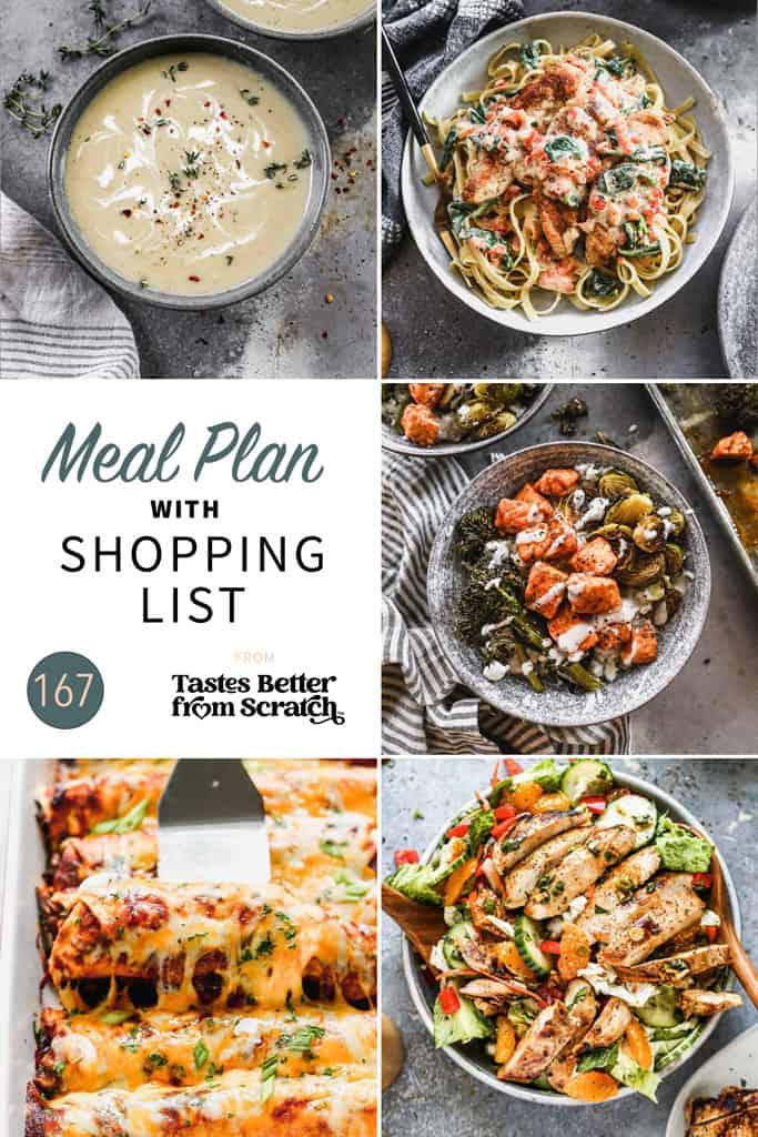 A collage of 5 recipes from meal plan 167.