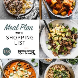 A collage of 5 recipes from meal plan 168.