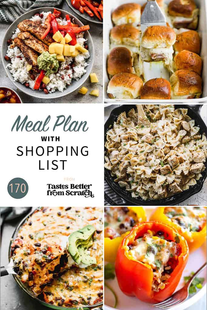 A collage of 5 recipes from meal plan 170.