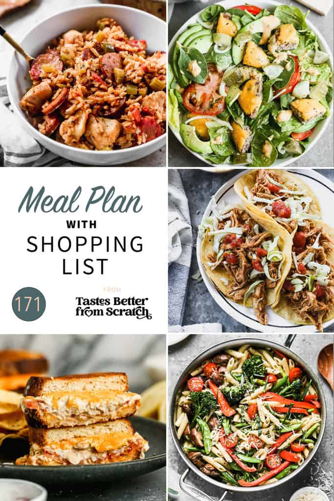 A collage of 5 recipes from meal plan 171.