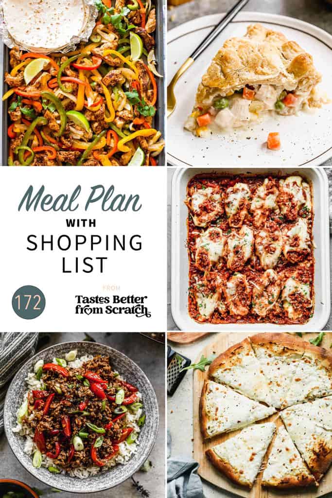 A collage of 5 recipes from meal plan 172.