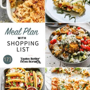 A collage of 5 recipes from meal plan 173.