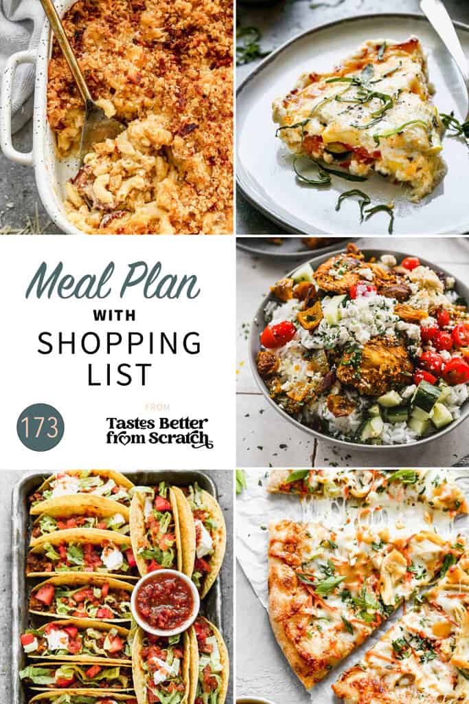 A collage of 5 recipes from meal plan 173.