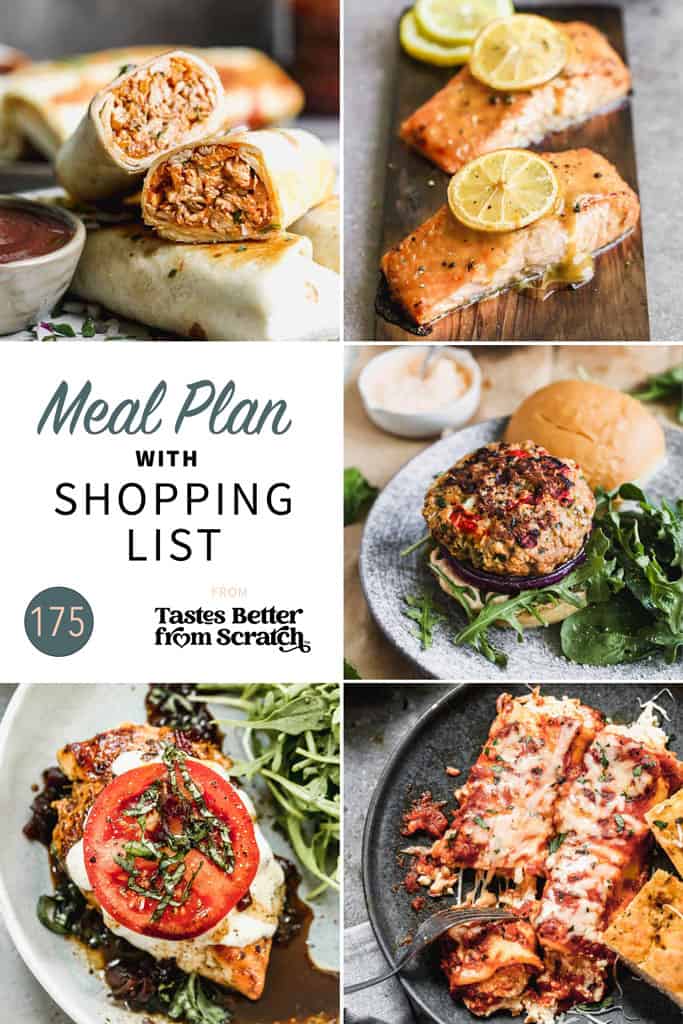 A collage of 5 recipes from meal plan 175.