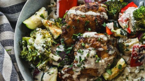 green veggie bowl with chicken & lemon tahini dressing Bowls champagne prom dresses