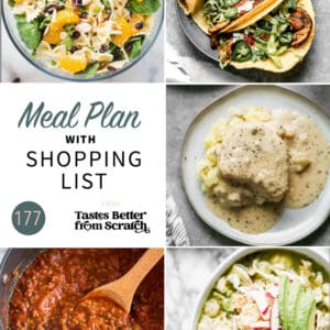 A collage of 5 recipes from meal plan 177.