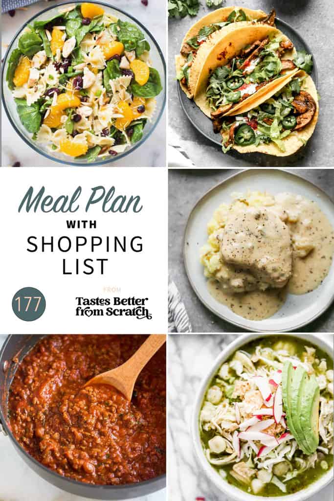 A collage of 5 recipes from meal plan 177.