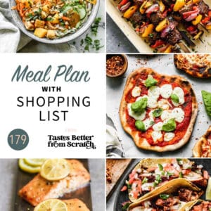 A collage of 5 recipes from meal plan 179.