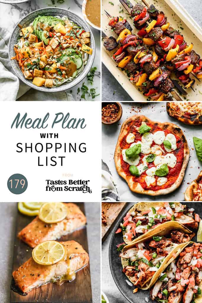 A collage of 5 recipes from meal plan 179.