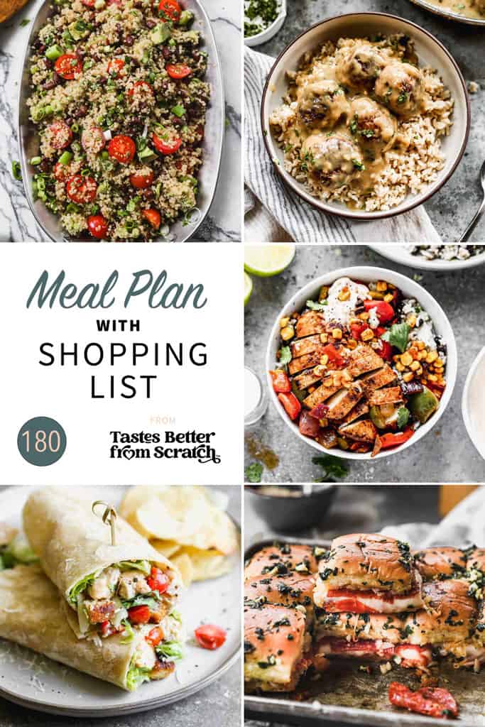 A collage of 5 recipes from meal plan 180.