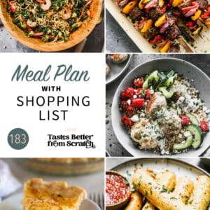 A collage of 5 recipes from meal plan 183.