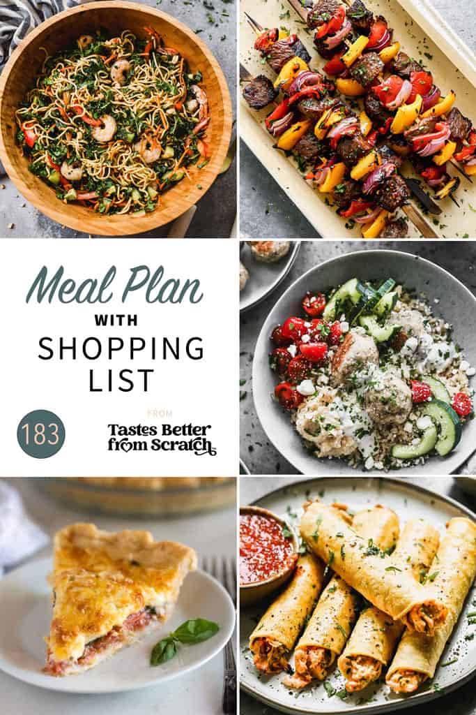 A collage of 5 recipes from meal plan 183.
