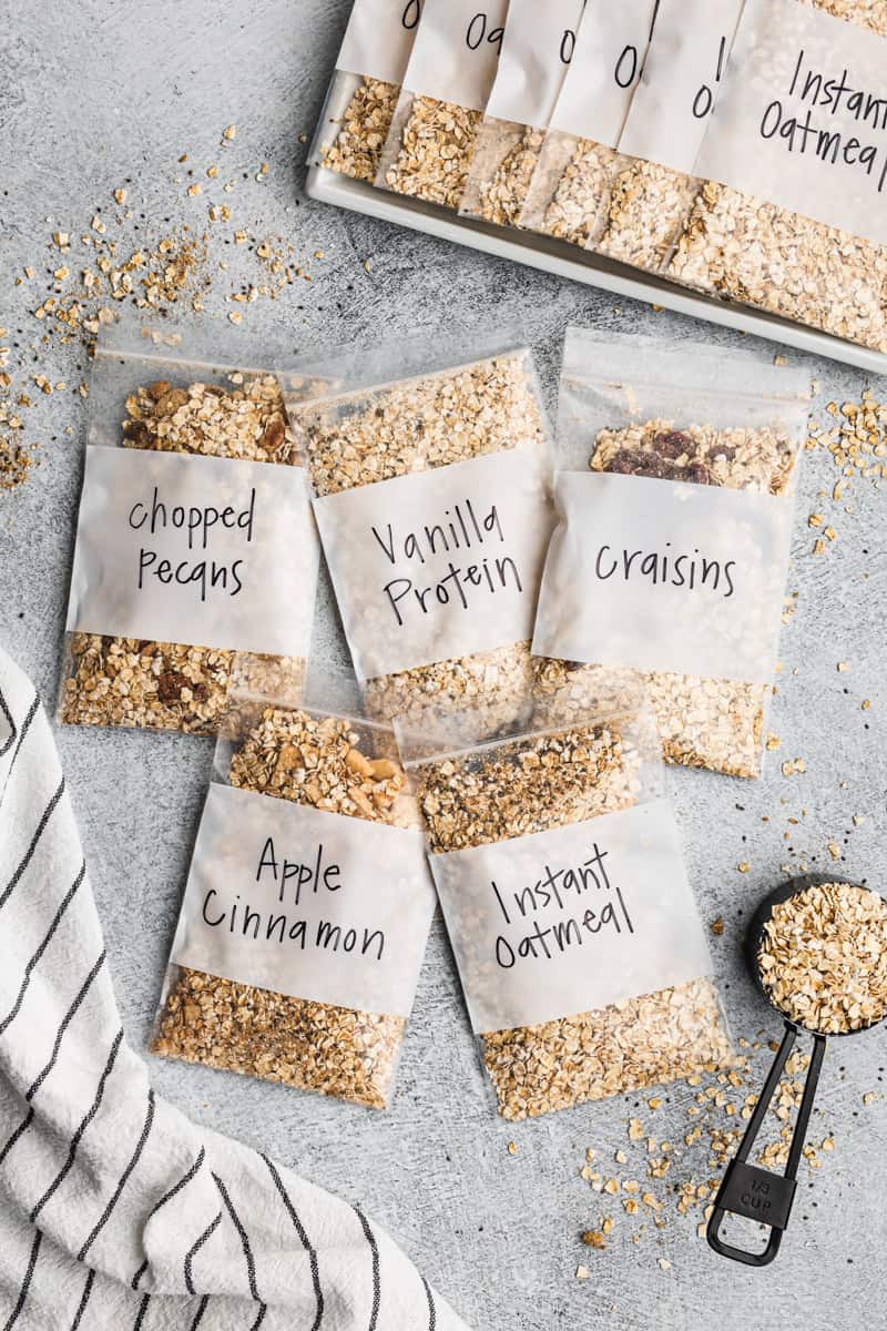 An Instant Oatmeal Packets recipe in single serve bags, each a different flavor. 