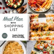 A collage of 5 recipes from meal plan 185.