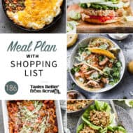 A collage of 5 recipes from meal plan 186.