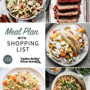 A collage of 5 recipes from meal plan 188.