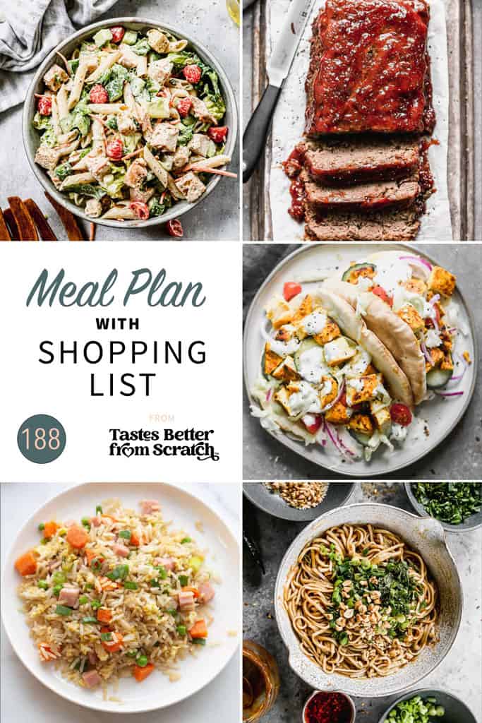 A collage of 5 recipes from meal plan 188.