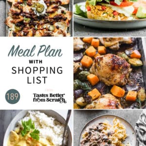 A collage of 5 recipes from meal plan 189.