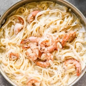 This easy Shrimp Alfredo recipe has tender shrimp in a creamy, homemade alfredo sauce, ready in just 30 minutes!