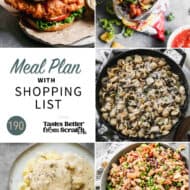 A collage of 5 recipes from meal plan 190.