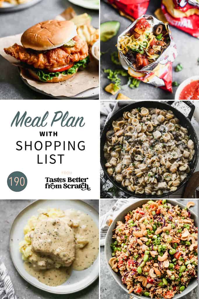 A collage of 5 recipes from meal plan 190.