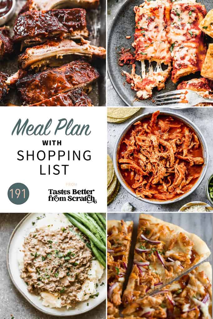 A collage of 5 recipes from meal plan 191.