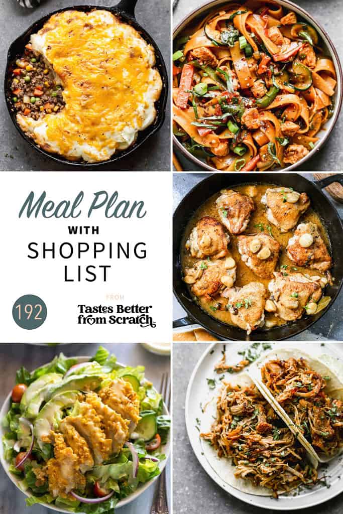 A collage of 5 recipes from meal plan 192.