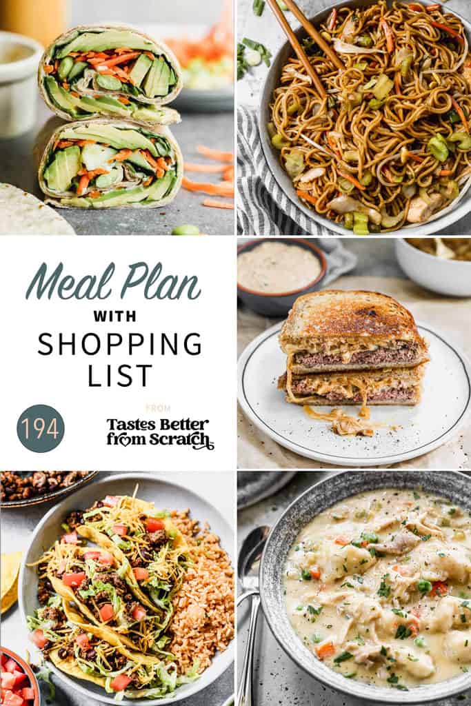 A collage of 5 recipes from meal plan 194.