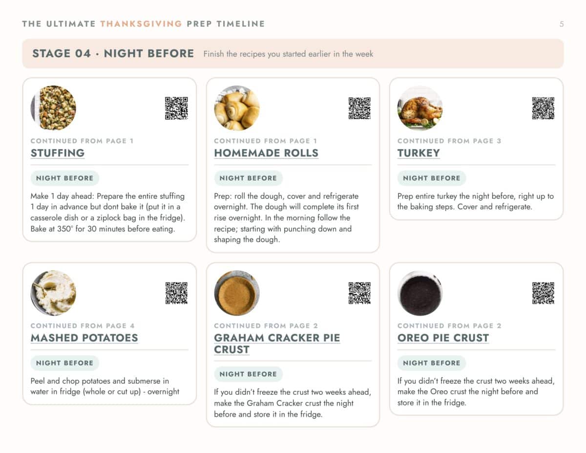 The ultimate Thanksgiving Timeline to make hosting this big dinner a breeze. It includes all of the main dish, side dish, and pie recipes and is organized by stages, starting 2 weeks ahead to day of.