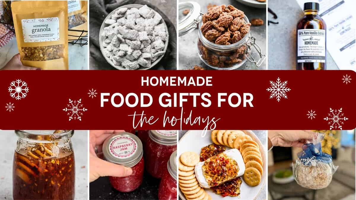 Homemade food gifts are thoughtful, delicious, and inexpensive! Choose from my list of tried and true ideas for your friends and neighbors. I've included free pdf printable tags for all of them!