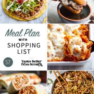 A collage of 5 recipes from meal plan 57.