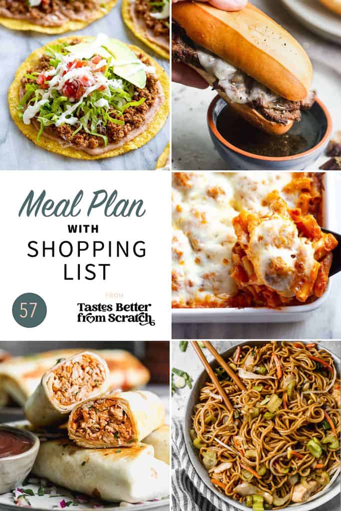 A collage of 5 recipes from meal plan 57.
