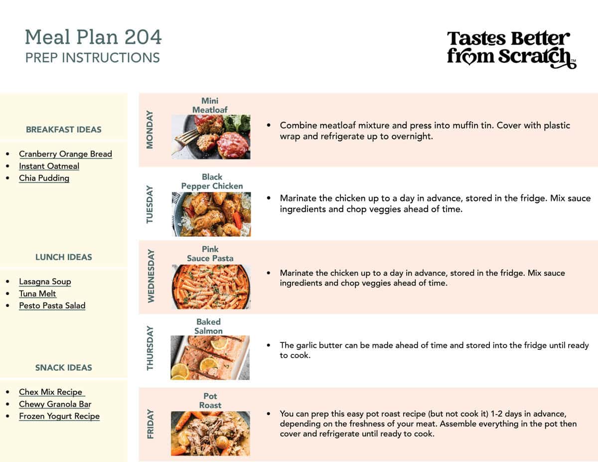 Meal Plan (204) | - Tastes Better From Scratch